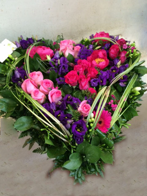 Rose and Assorted Flowers Heart Tribute - Alan Brown Flowers