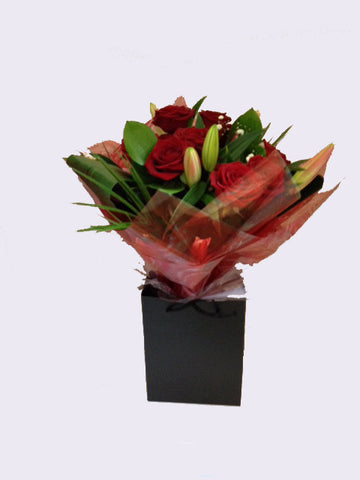 Rose & Lily hand-tied Bouquet - Alan Brown Flowers