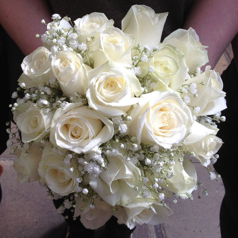 Brides White Rose Bouquet - Alan Brown Flowers